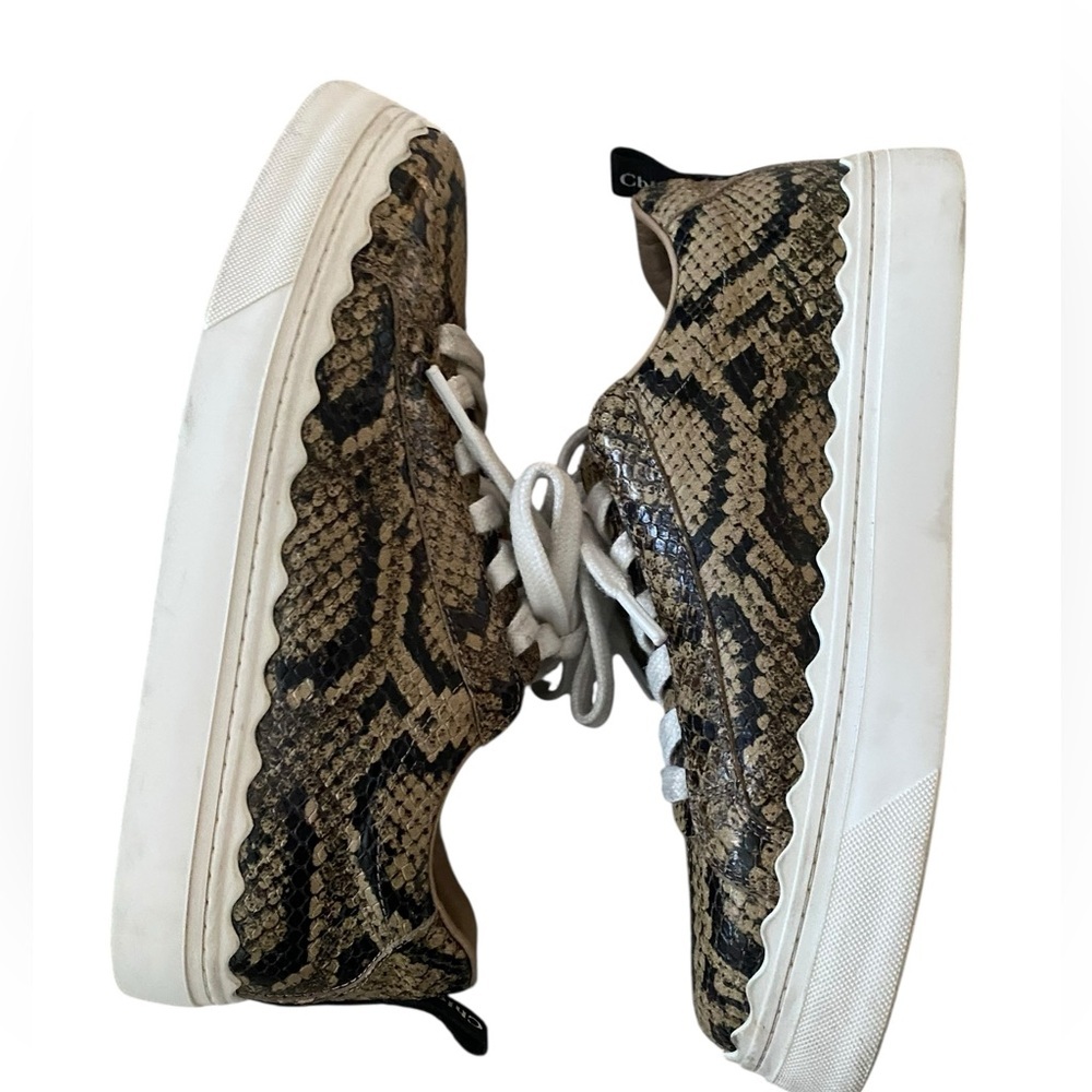 Chloé Python Print Leather Platform Sneakers Made… - image 2